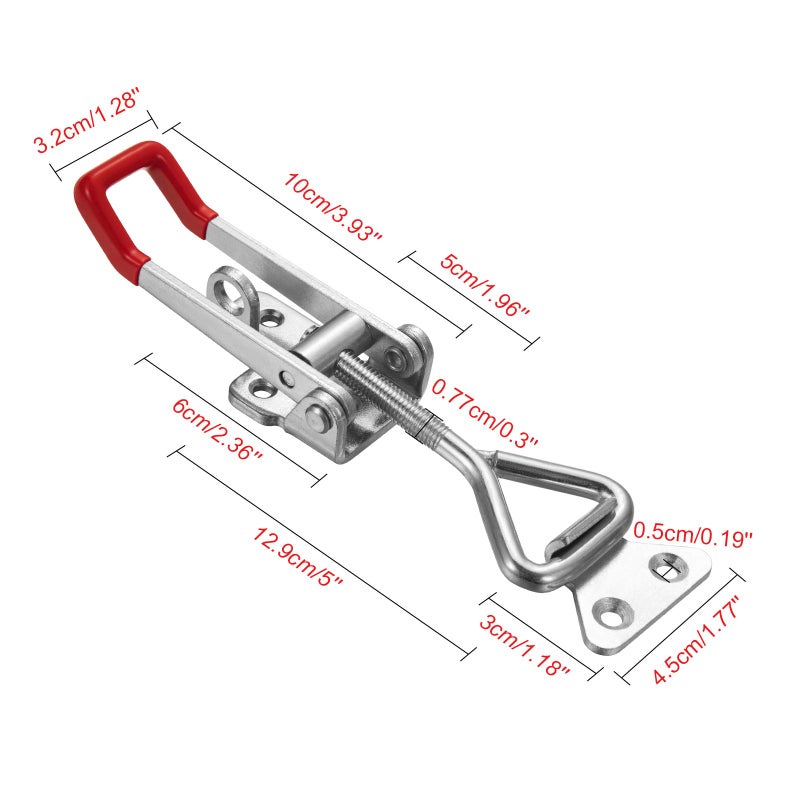 Accessbuy Heavy Duty Adjustable Toggle Latch Clamp With Lock Hole 300Kg 660Lbs Holding Capacity (7.5inch(2pak)) Silver - Image 3